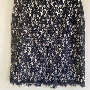 Diane Von Furstenberg Black Tan Cocktail Pencil Skirt